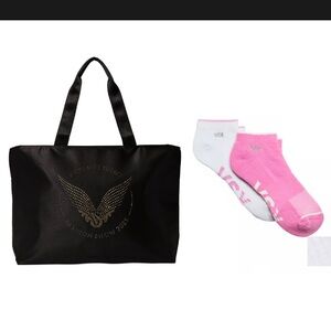 Victoria's Secret Black Tote with Pink and White Socks